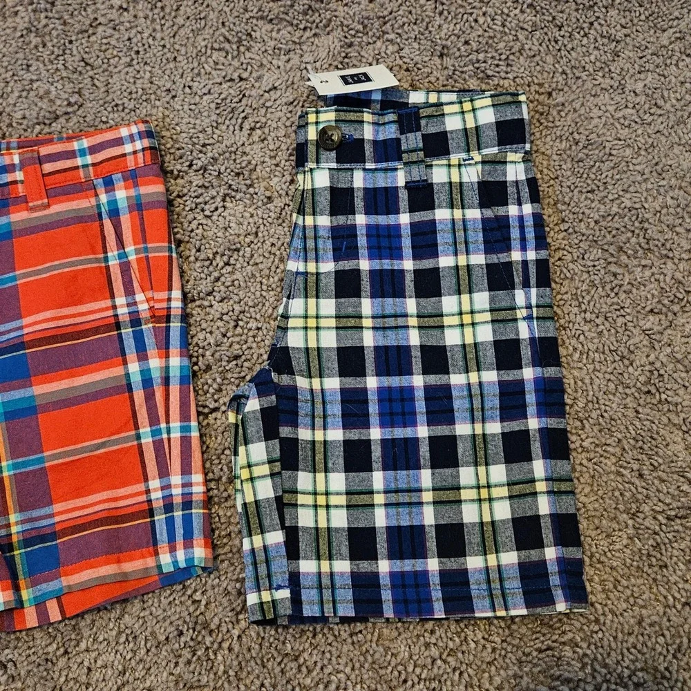 Janie and‎ Jack Plaid Shorts Kids Size 3 Lot of 2 Plaid Chino New Preppy Classic